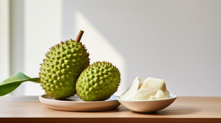 Photo of Soursop on a minimalist tableの素材