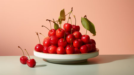 Photo of Acerola on a minimalist tableの素材