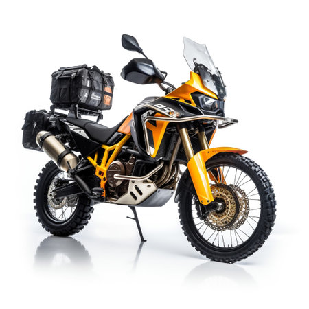 Adventure Motorcycle on white backgroundの素材