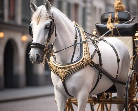 Horse and Carriage on white backgroundの素材