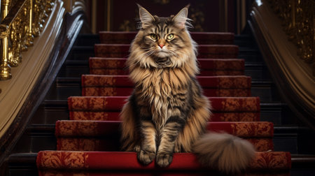 Photo of a regal-looking cat sitting majesticallyの素材