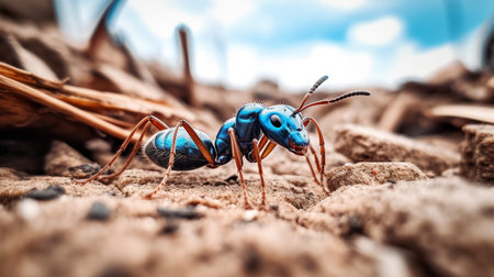 Photo of Blue Ant on a groundの素材
