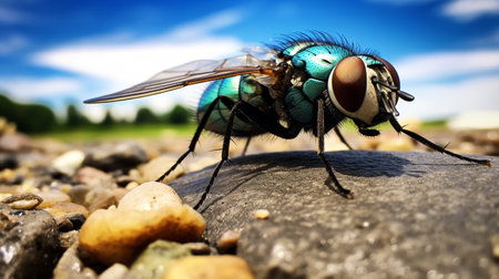 Photo of Bluebottle Fly on a groundの素材