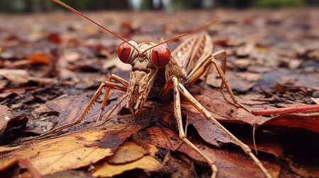 Photo of Dead Leaf Mantis on a groundの素材