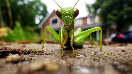 Photo of Praying Mantis on a groundの素材