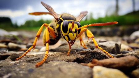 Photo of Yellow Jacket on a groundの素材