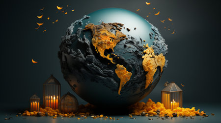 3d creative poster about global warmingの素材