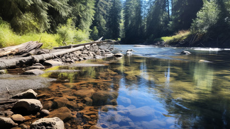 A photo of a once-pristine river now heavily affected by pollutionの素材