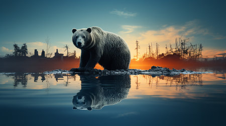 creative design about animal losing their habitat in global warmingの素材