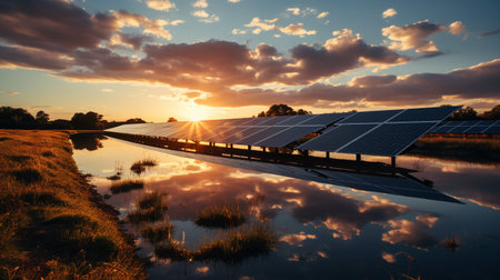 photograph renewable energy sources in action, such as wind turbines, solar panels, or hydroelectric damsの素材