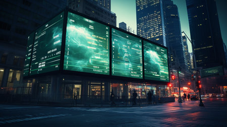 Photo of a digital billboard in a city center displayの素材