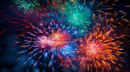 photograph a close-up of the details of fireworks just as they explodeの素材