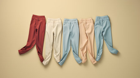 beautiful arrangement of pants on tableの素材