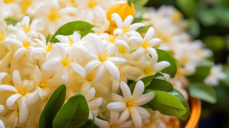 close-up shot of jasmine on display at a marketの素材