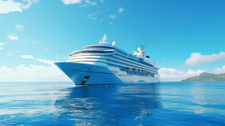 Cruise Ship Sailing on Azure Watersの素材