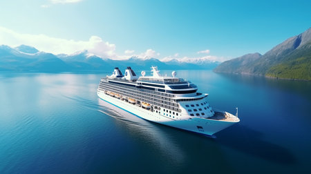 Cruise Ship Sailing on Azure Watersの素材