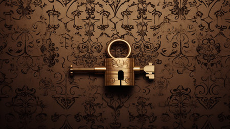 A background with lock and key elementsの素材