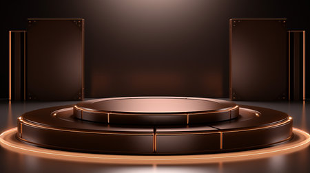 3D luxury brown stage product display podium platformsの素材