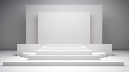 contemporary white stage product display podium platformの素材