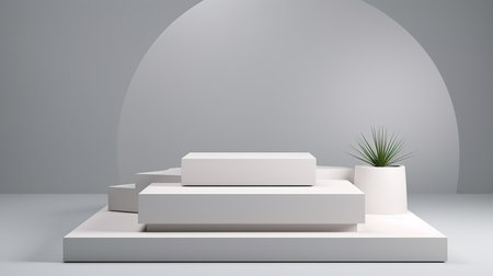 contemporary white stage product display podium platformの素材