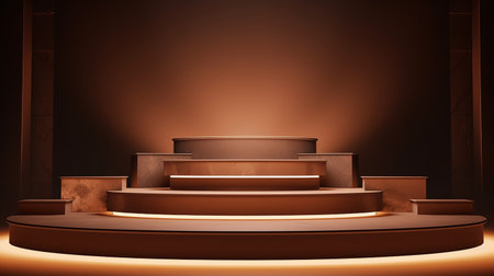 3D luxury brown stage product display podium platformsの素材