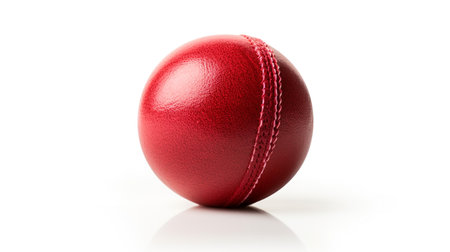 Photo of a Cricket Ball isolated on white backgroundの素材