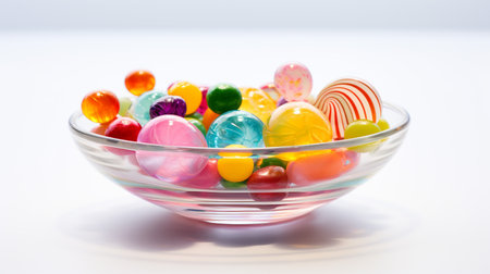 A Photo of Transparent Marble Dish with Assorted Candyの素材