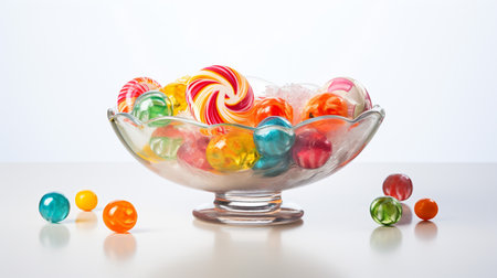A Photo of Transparent Marble Dish with Assorted Candyの素材