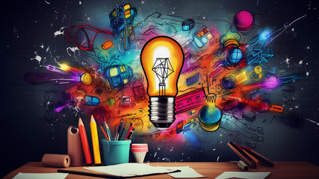 the concept of creativity and imaginationの素材