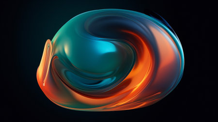 living midnight blue sunset orange sage green liquid plasma backgroundの素材