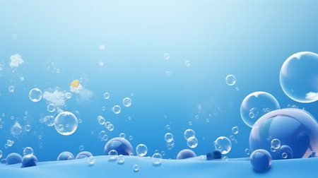 oft blue tones with bubbles and underwater elementsの素材