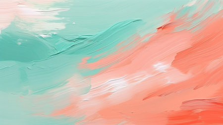 Bold and expressive brush strokes in Coral Mint Sky colorsの素材