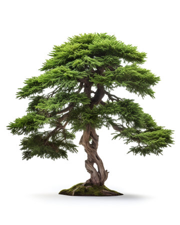 The Yew of Fortingall isolated on white backgroundの素材