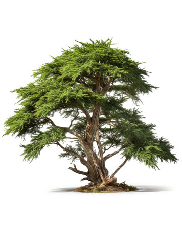 The Llangernyw Yew isolated on white backgroundの素材