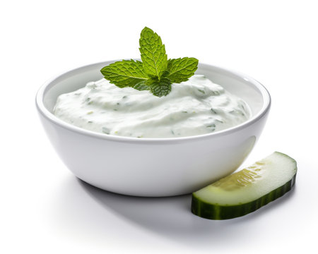 Tzatziki Sauce isolated on white backgroundの素材