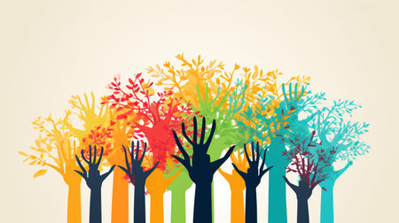 Diversity Colorful Tree Handsの素材