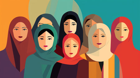 Flat Design Group of International Womanの素材