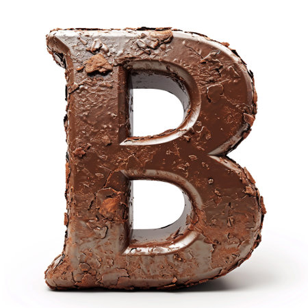 Cute chocolate shape as letter B on White Backgroundの素材