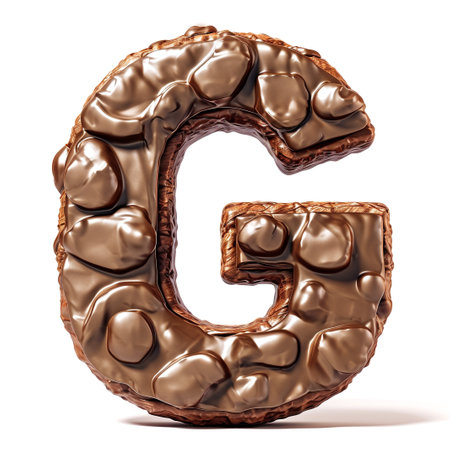Cute chocolate shape as letter G on White Backgroundの素材
