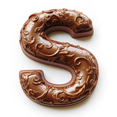 Cute chocolate shape as letter S on White Backgroundの素材
