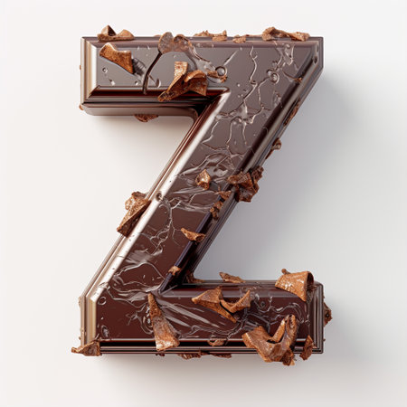 Cute chocolate shape as letter Z on White Backgroundの素材