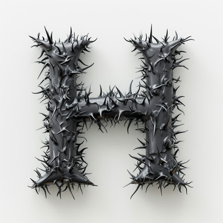 Cute letter H made of black thornsの素材