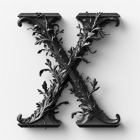 Cute letter X made of black thornsの素材