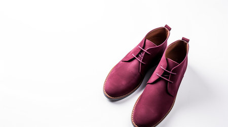 Burgundy Chukka Boots isolated on flat white background with copy space for advertisementの素材