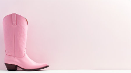Pink Cowboy Boots isolated on white background with copy space for advertisementの素材