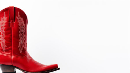 Red Cowboy Boots isolated on white background with copy space for advertisementの素材