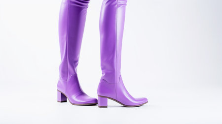 Violet Over-the-Knee Boots isolated on white background with copy space for advertisementの素材