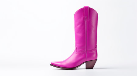 magenta Cowboy Boots isolated on white background with copy space for advertisementの素材