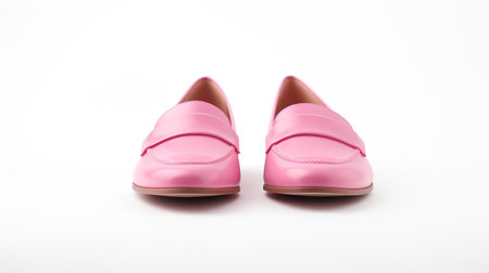 Pink Loafers shoes isolated on white background with copy space for advertisementの素材