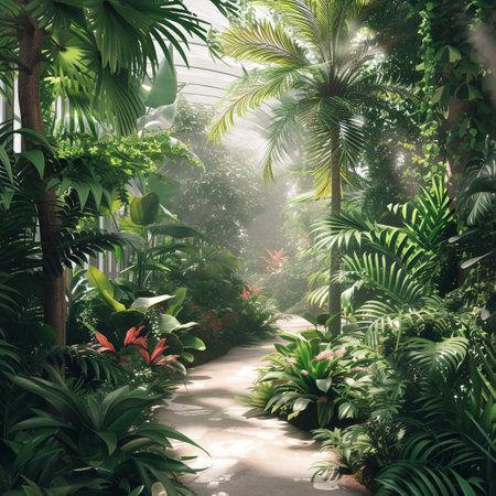 Displaying a 3D miniature of Botanical Garden on White Backgroundの素材